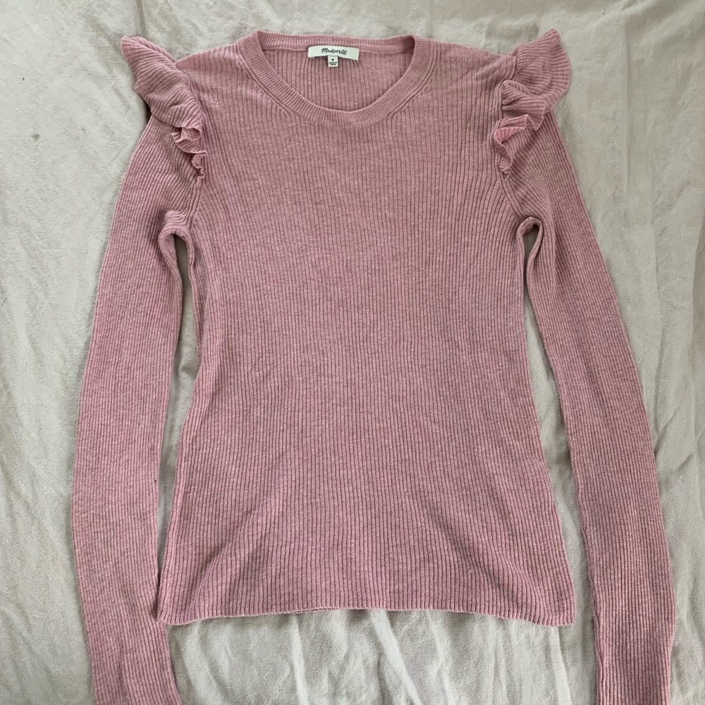 Madewell shirt with ruffle shoulders